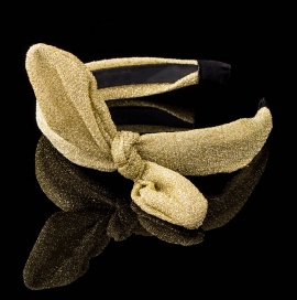 Ободок текстильный с люрексом " KRA-1181 " светло-золотистый 