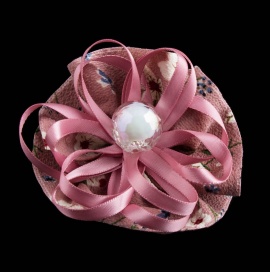 Резинка с текстильным декором и атласными лентами " KRA2481 " дымчато-розовая