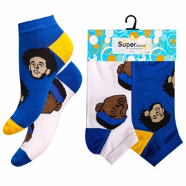 Носки мужские хлопковые укороченные " Super socks A162-3 " 2 пары белые/синие р:40-45