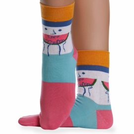 Носки хлопковые с оригинальным принтом " Super socks LTB-205 " бирюзовые р:37-43
