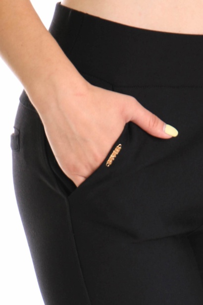 Брюки-леггинсы с декорированными карманами " Alina NO:FL09 " чёрные р:40-42 фото 100784