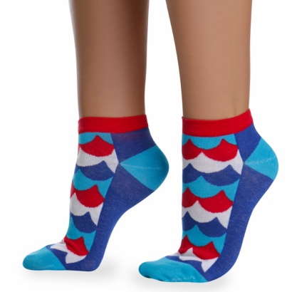 Носки хлопковые " Super socks LTB-100 " синие с волнами р:37-41 фото 110517