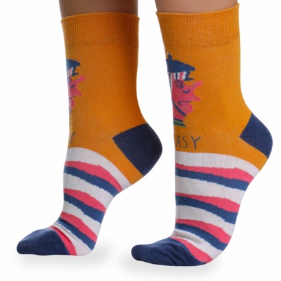 Носки хлопковые с оригинальным принтом " Super socks LTB-205 " оранжевые р:37-43 фото 110540