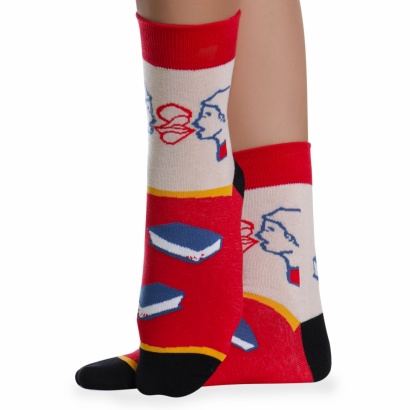 Носки хлопковые с оригинальным принтом " Super socks LTB-205 " красные р:37-43 фото 110542