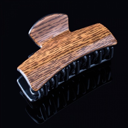 Заколка-краб пластиковая с имитацией древесины " KRA-351 " красно-коричневая фото 97623