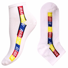 Носки хлопковые однотонные с яркой полосой " Super socks A161-10 " белые р:40-45