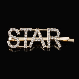 Заколка-невидимка декорированная стразами " RA888 " STAR под золото