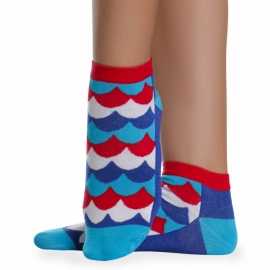 Носки хлопковые " Super socks LTB-100 " синие с волнами р:37-41