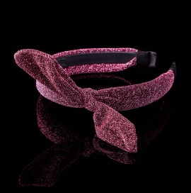 Ободок текстильный с люрексом " KRA-1181 " темно-розовый