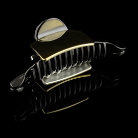 Заколка-краб пластиковая с прямоугольным декором " KRA-2070 "  чёрная