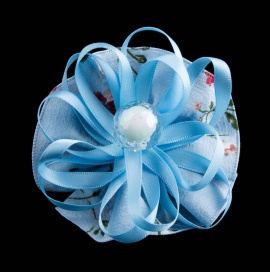 Резинка с текстильным декором и атласными лентами " KRA2481 " голубая