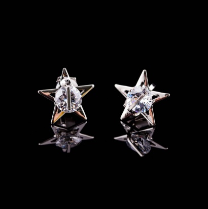 Серьги-клипсы под серебро " Полярная звезда " с камнем (148) фото 65763