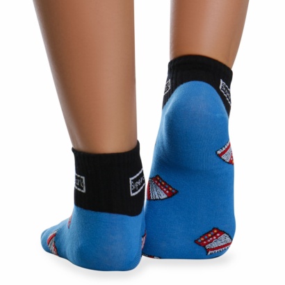 Носки хлопковые с ярким принтом " Super socks B126-3 " синие р:37-41 фото 110476