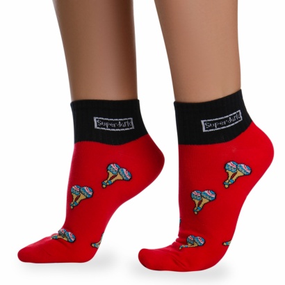 Носки хлопковые с ярким принтом " Super socks B126-3 " красные р:37-41 фото 110487