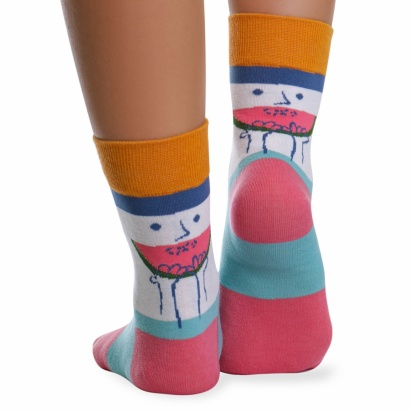 Носки хлопковые с оригинальным принтом " Super socks LTB-205 " бирюзовые р:37-43 фото 110535