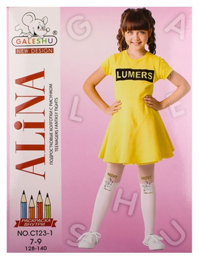 Подростковые колготки с термонаклейкой " Alina NO.CT23-1 " белые рост:104-116 фото 111605