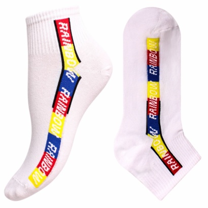 Носки хлопковые однотонные с яркой полосой " Super socks A161-10 " белые р:40-45 фото 110581