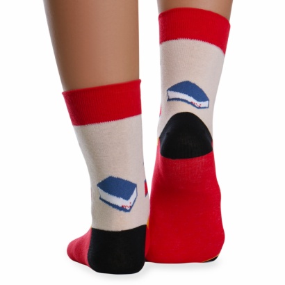 Носки хлопковые с оригинальным принтом " Super socks LTB-205 " красные р:37-43 фото 110544