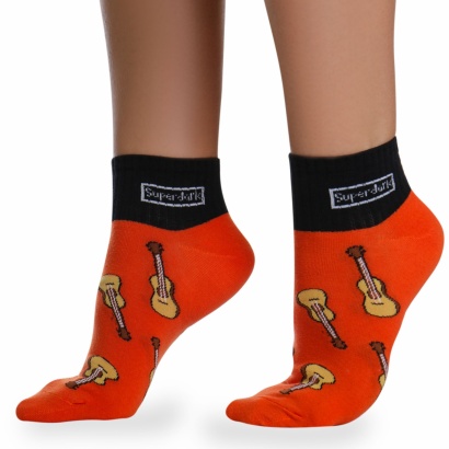 Носки хлопковые с ярким принтом " Super socks B126-3 " оранжевые р:37-41 фото 110472