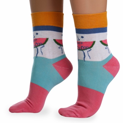 Носки хлопковые с оригинальным принтом " Super socks LTB-205 " бирюзовые р:37-43 фото 110534