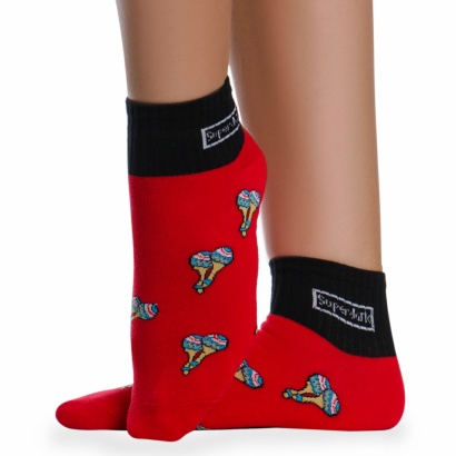 Носки хлопковые с ярким принтом " Super socks B126-3 " красные р:37-41 фото 110486