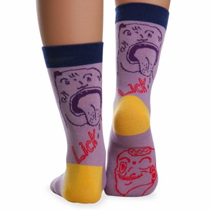 Носки хлопковые с ярким принтом " Super socks LTB-208 " сиреневые р:37-43 фото 110553