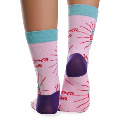 Носки хлопковые с ярким принтом " Super socks LTB-208 " розовые р:37-43 фото 110550
