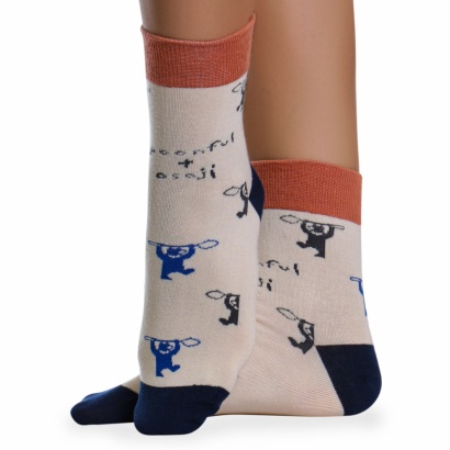 Носки хлопковые с оригинальным принтом " Super socks LTB-205 " бежевые р:37-43 фото 110524