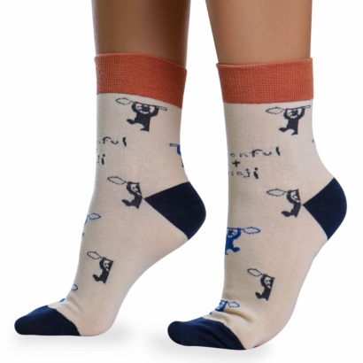 Носки хлопковые с оригинальным принтом " Super socks LTB-205 " бежевые р:37-43 фото 110525