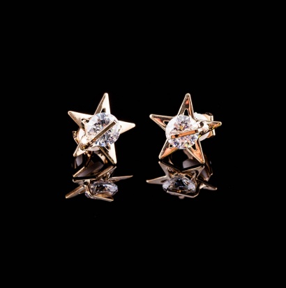 Серьги-клипсы под золото " Полярная звезда " с камнем (137) фото 65758