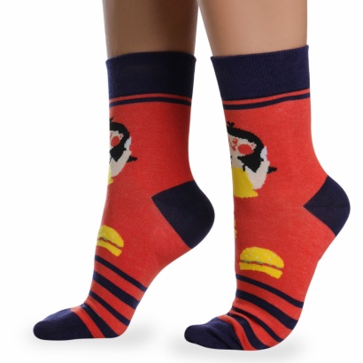 Носки хлопковые с оригинальным принтом " Super socks LTB-205 " кирпичные р:37-43 фото 110531