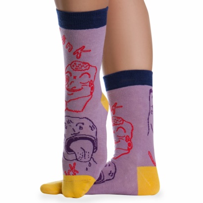 Носки хлопковые с ярким принтом " Super socks LTB-208 " сиреневые р:37-43 фото 110551