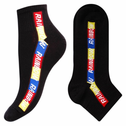 Носки хлопковые однотонные с яркой полосой " Super socks A161-10 " чёрные р:40-45 фото 110582