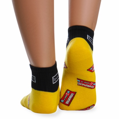 Носки хлопковые с ярким принтом " Super socks B126-3 " жёлтые р:37-41 фото 110479