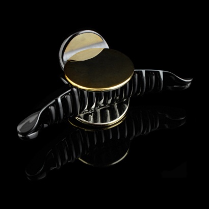Заколка-краб пластиковая с круглым декором " KRA-2070 "  чёрная фото 105982