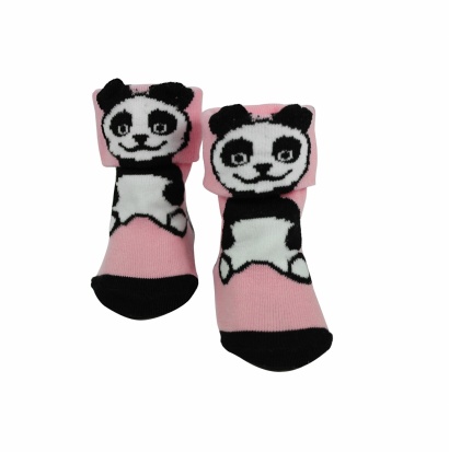 Хлопковые детские носки с принтом " SMOLICEK 01A77 " панда розовые р:1-6мес фото 99228